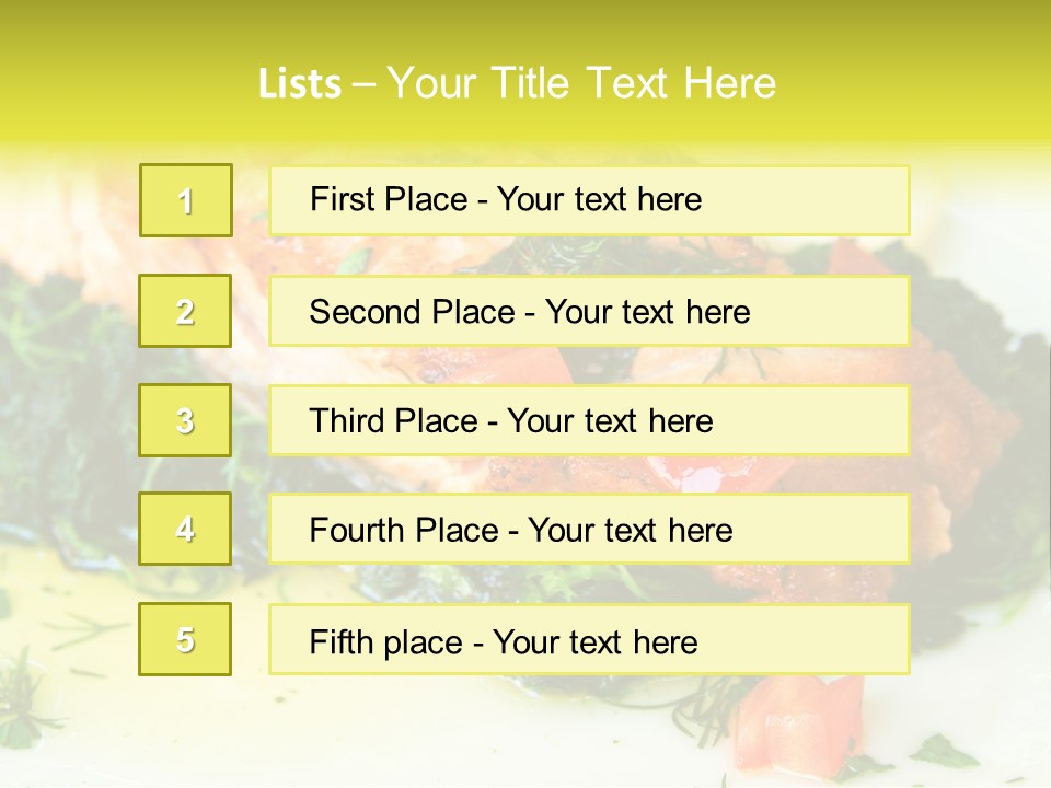 A Piece Of Fish On A Bed Of Greens On A Plate PowerPoint Template