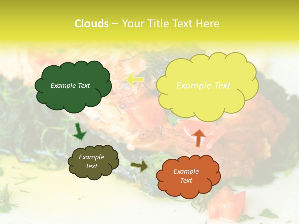 A Piece Of Fish On A Bed Of Greens On A Plate PowerPoint Template