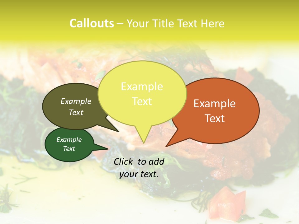 A Piece Of Fish On A Bed Of Greens On A Plate PowerPoint Template