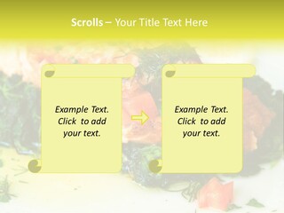 A Piece Of Fish On A Bed Of Greens On A Plate PowerPoint Template