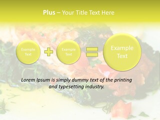 A Piece Of Fish On A Bed Of Greens On A Plate PowerPoint Template