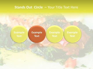 A Piece Of Fish On A Bed Of Greens On A Plate PowerPoint Template