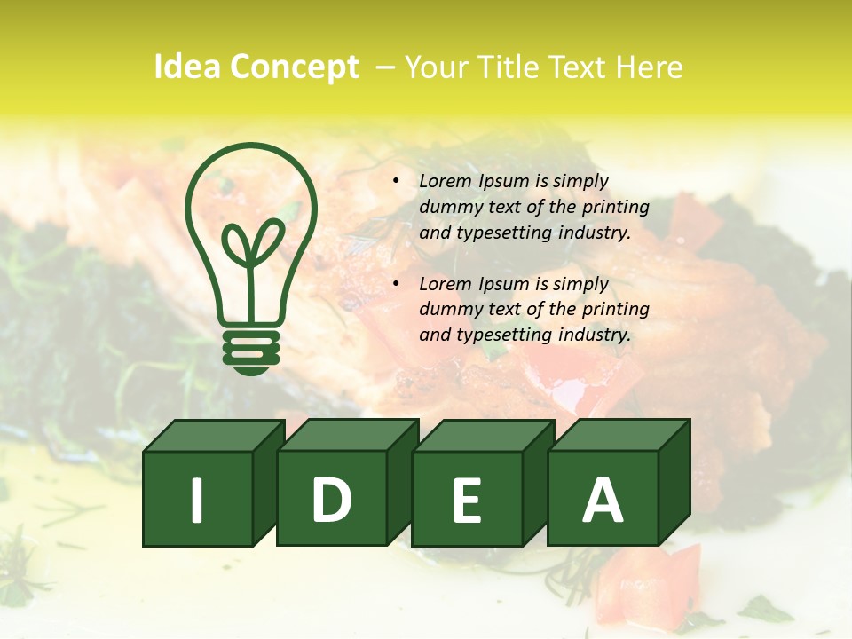 A Piece Of Fish On A Bed Of Greens On A Plate PowerPoint Template