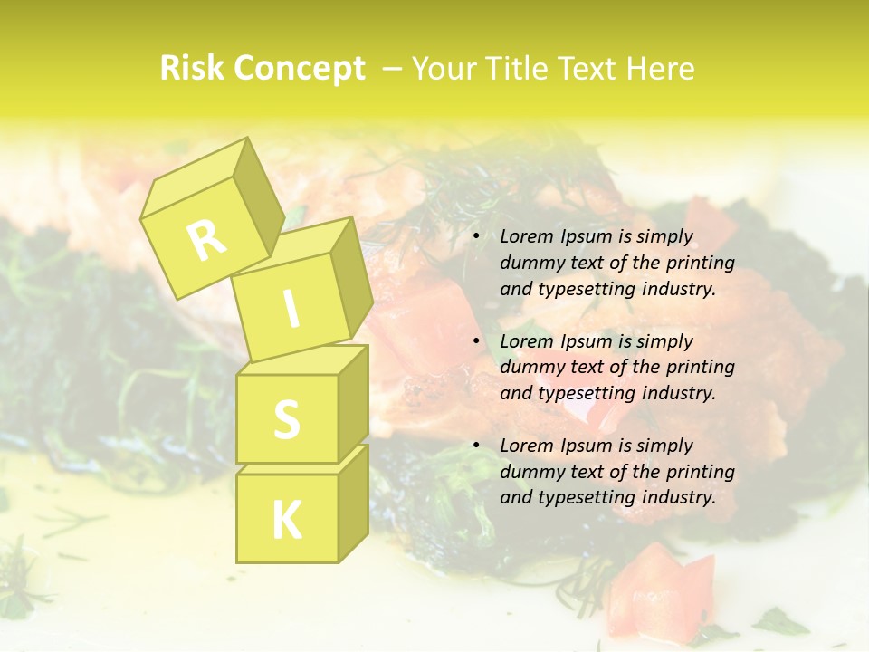 A Piece Of Fish On A Bed Of Greens On A Plate PowerPoint Template