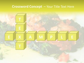 A Piece Of Fish On A Bed Of Greens On A Plate PowerPoint Template