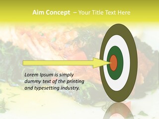 A Piece Of Fish On A Bed Of Greens On A Plate PowerPoint Template
