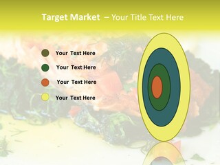 A Piece Of Fish On A Bed Of Greens On A Plate PowerPoint Template