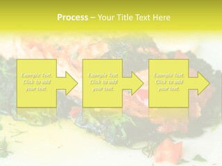 A Piece Of Fish On A Bed Of Greens On A Plate PowerPoint Template