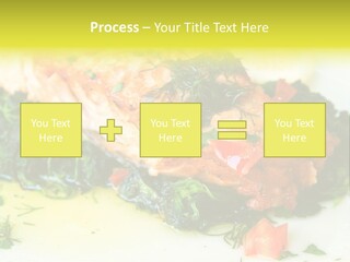 A Piece Of Fish On A Bed Of Greens On A Plate PowerPoint Template