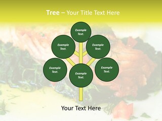 A Piece Of Fish On A Bed Of Greens On A Plate PowerPoint Template
