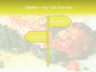 A Piece Of Fish On A Bed Of Greens On A Plate PowerPoint Template