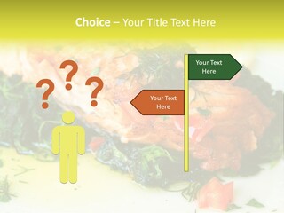 A Piece Of Fish On A Bed Of Greens On A Plate PowerPoint Template