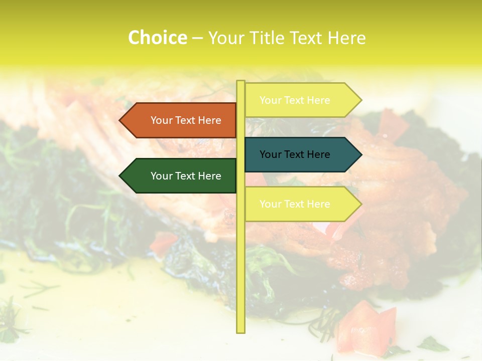 A Piece Of Fish On A Bed Of Greens On A Plate PowerPoint Template