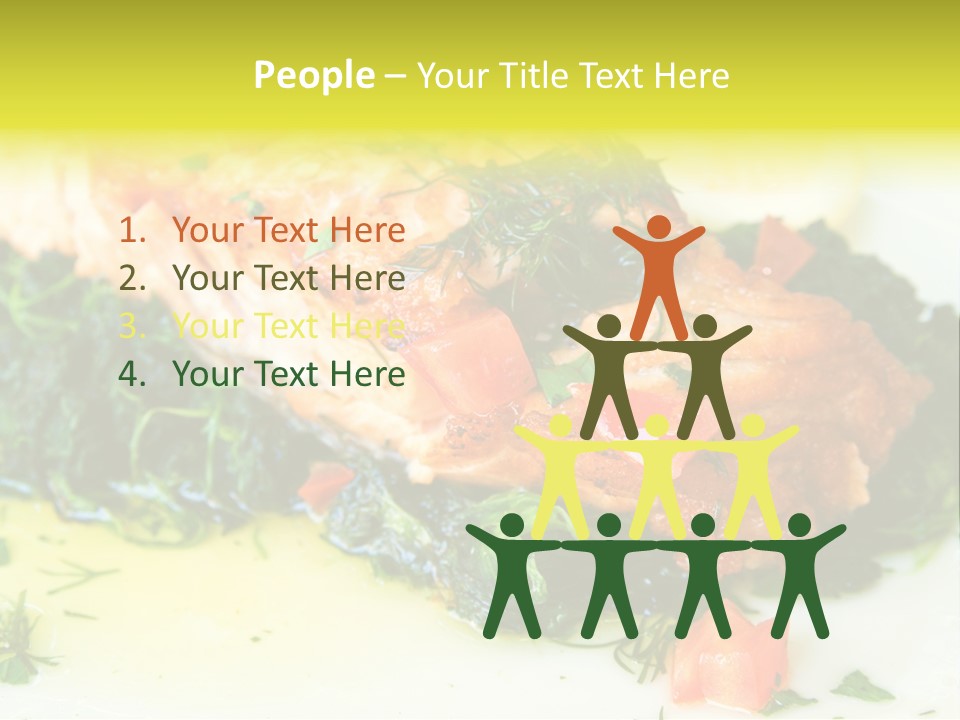 A Piece Of Fish On A Bed Of Greens On A Plate PowerPoint Template