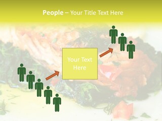A Piece Of Fish On A Bed Of Greens On A Plate PowerPoint Template