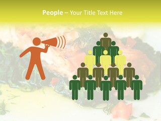 A Piece Of Fish On A Bed Of Greens On A Plate PowerPoint Template