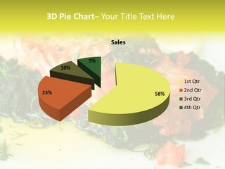 A Piece Of Fish On A Bed Of Greens On A Plate PowerPoint Template
