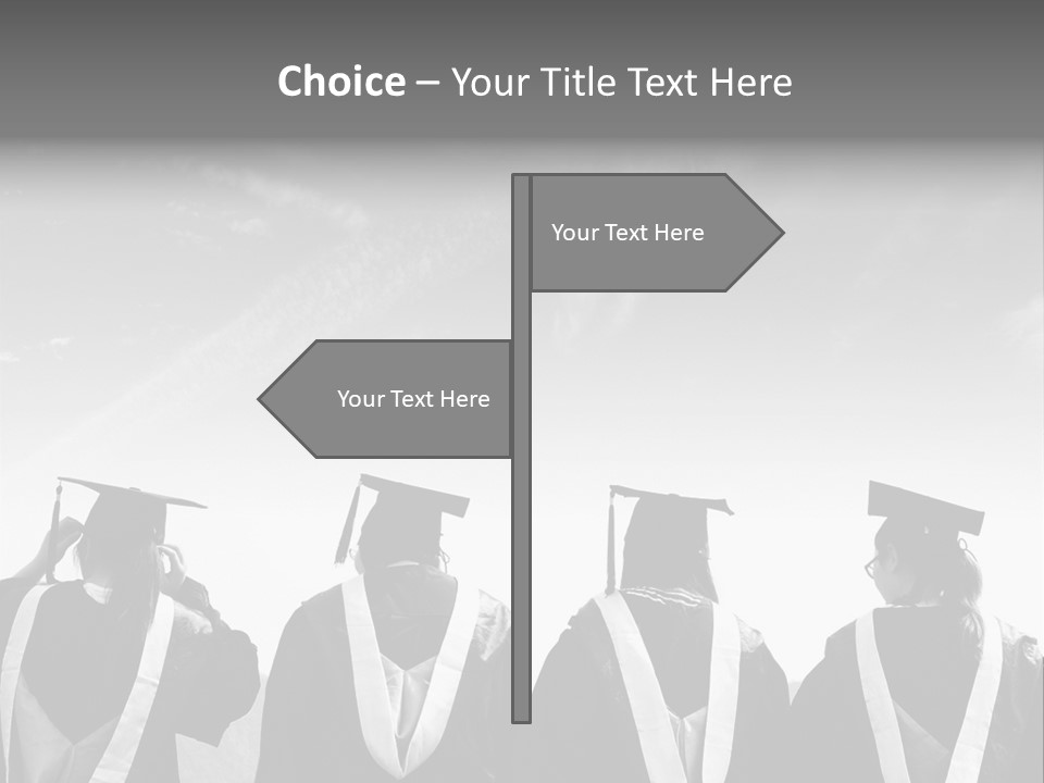 A Group Of People In Graduation Gowns Standing Together PowerPoint Template