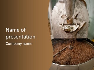 A Coffee Roaster With Coffee Beans In It PowerPoint Template