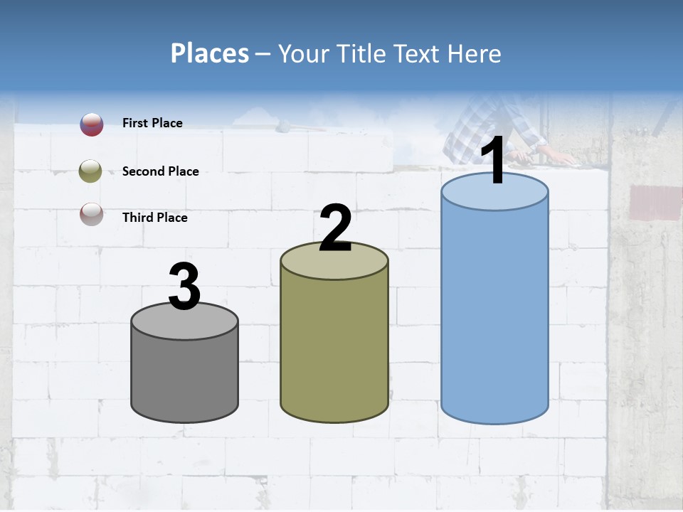 A Construction Worker On Top Of A Brick Wall PowerPoint Template