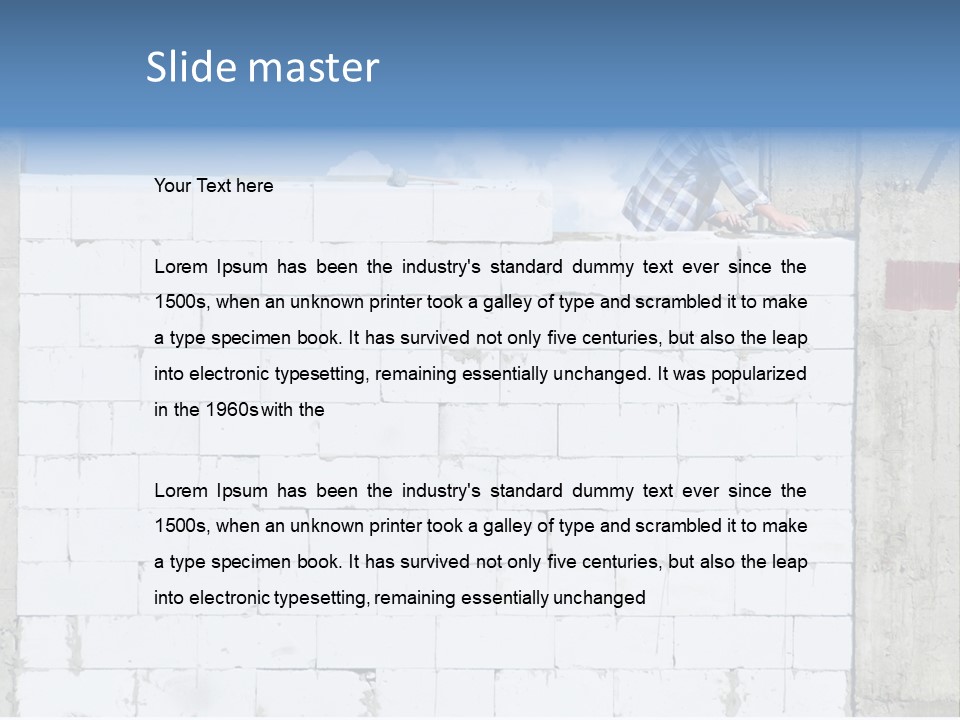 A Construction Worker On Top Of A Brick Wall PowerPoint Template