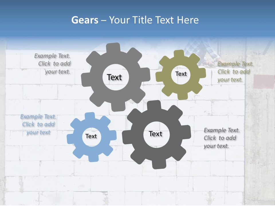 A Construction Worker On Top Of A Brick Wall PowerPoint Template