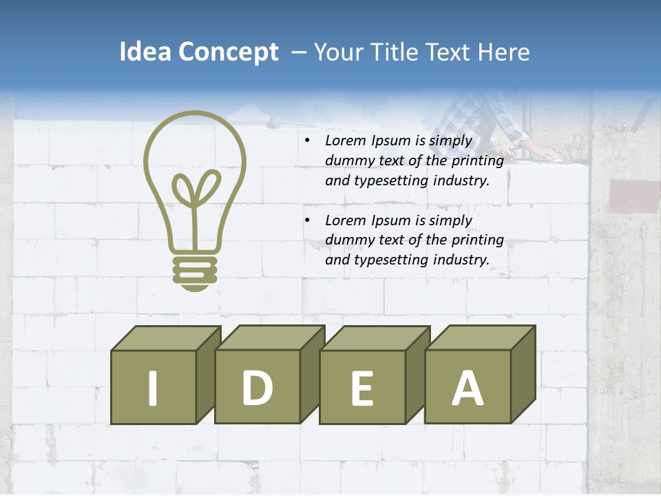 A Construction Worker On Top Of A Brick Wall PowerPoint Template