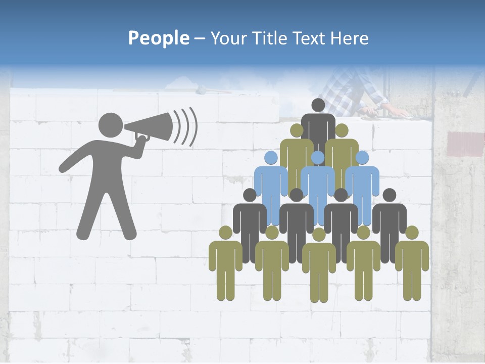 A Construction Worker On Top Of A Brick Wall PowerPoint Template