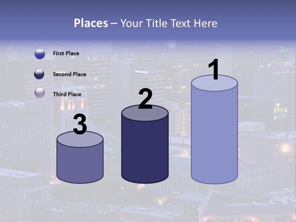 A Cityscape With A Lot Of Tall Buildings At Night PowerPoint Template