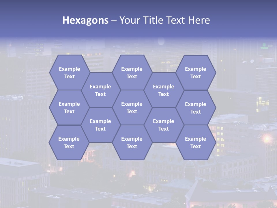 A Cityscape With A Lot Of Tall Buildings At Night PowerPoint Template