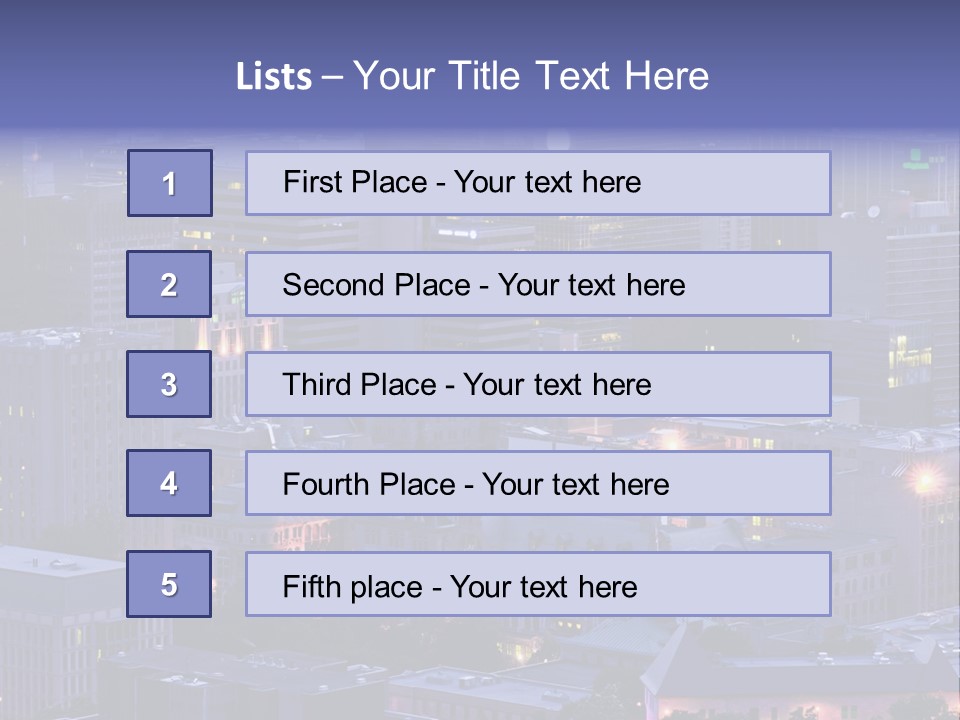 A Cityscape With A Lot Of Tall Buildings At Night PowerPoint Template