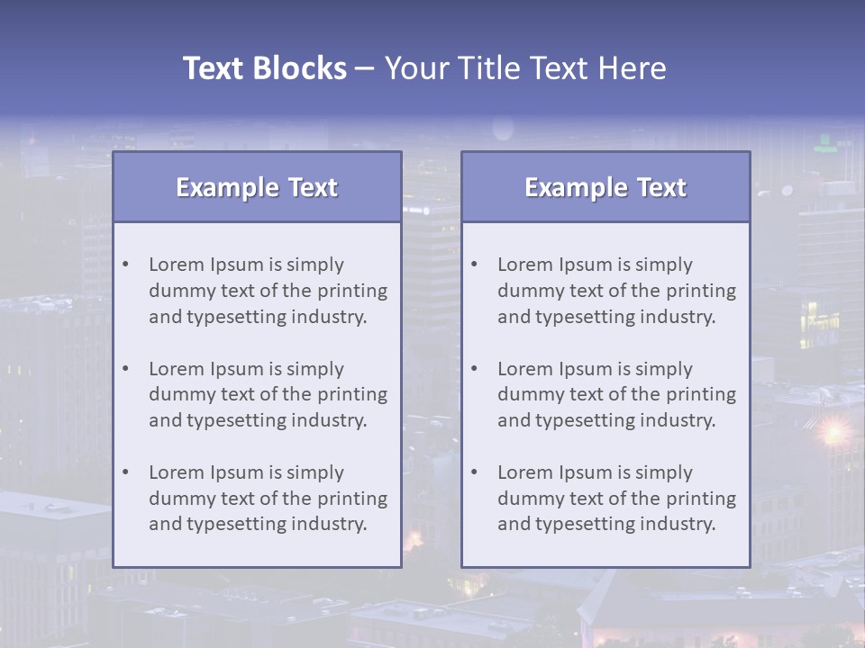A Cityscape With A Lot Of Tall Buildings At Night PowerPoint Template