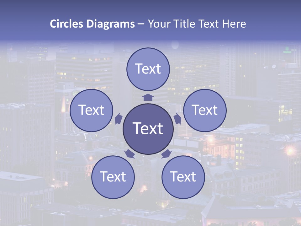 A Cityscape With A Lot Of Tall Buildings At Night PowerPoint Template