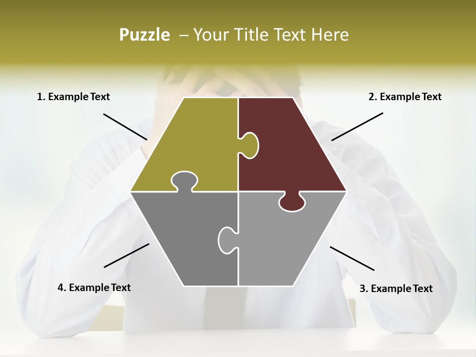 A Man Sitting At A Desk With His Hands On His Head PowerPoint Template