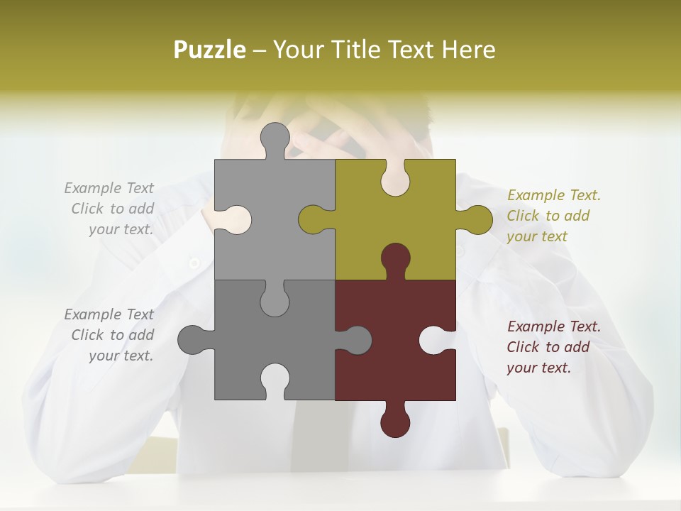 A Man Sitting At A Desk With His Hands On His Head PowerPoint Template