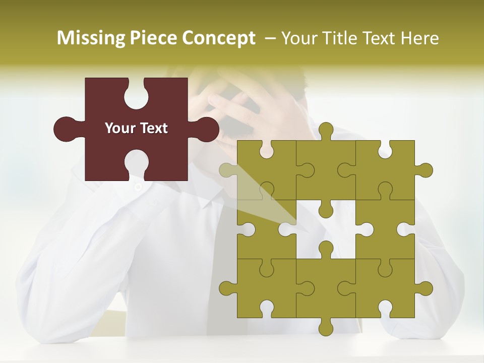 A Man Sitting At A Desk With His Hands On His Head PowerPoint Template