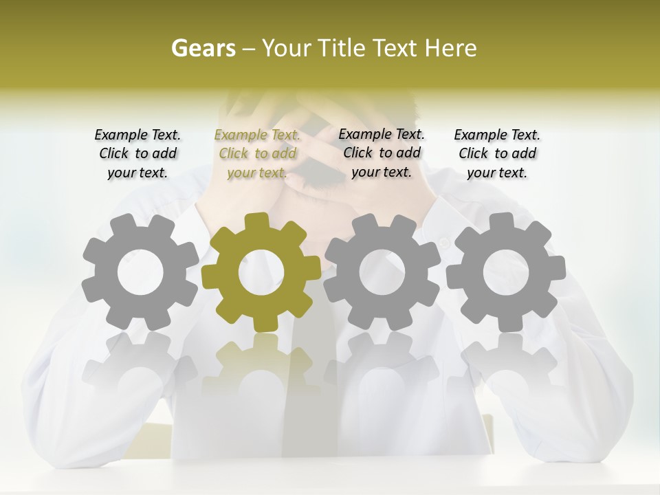 A Man Sitting At A Desk With His Hands On His Head PowerPoint Template