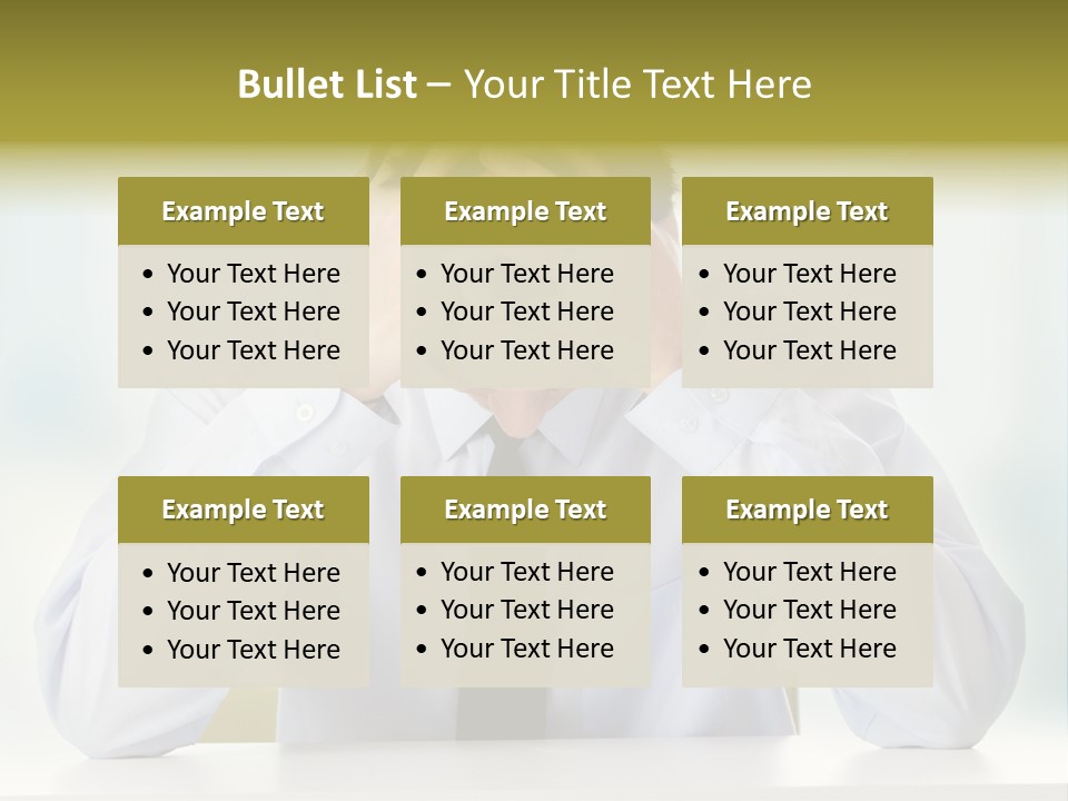 A Man Sitting At A Desk With His Hands On His Head PowerPoint Template
