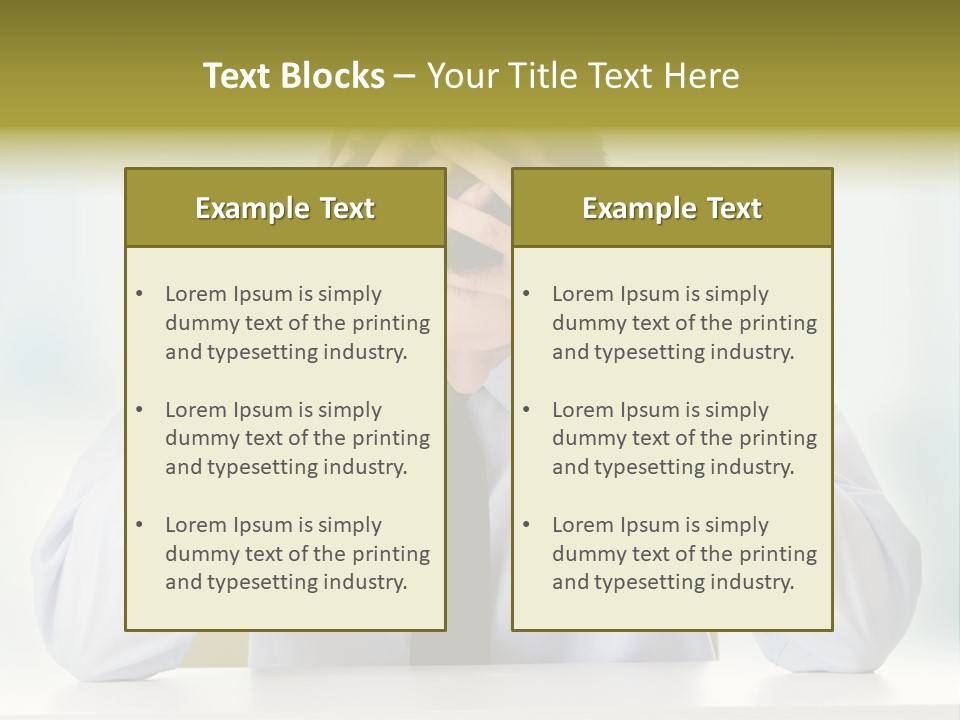 A Man Sitting At A Desk With His Hands On His Head PowerPoint Template