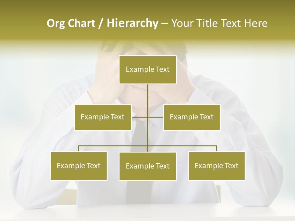 A Man Sitting At A Desk With His Hands On His Head PowerPoint Template