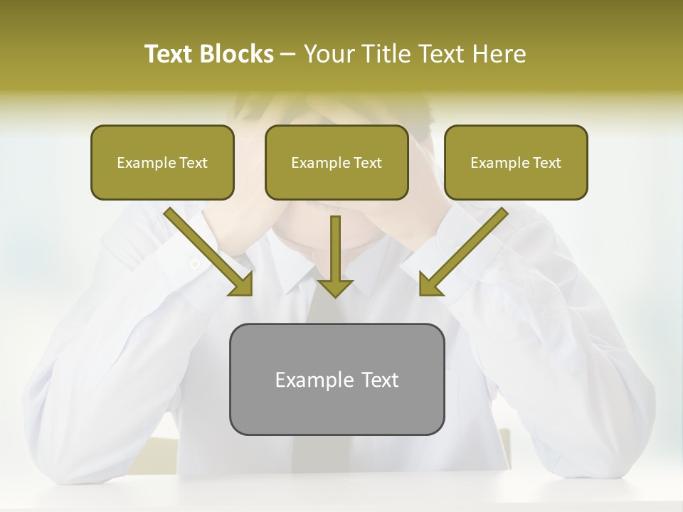 A Man Sitting At A Desk With His Hands On His Head PowerPoint Template
