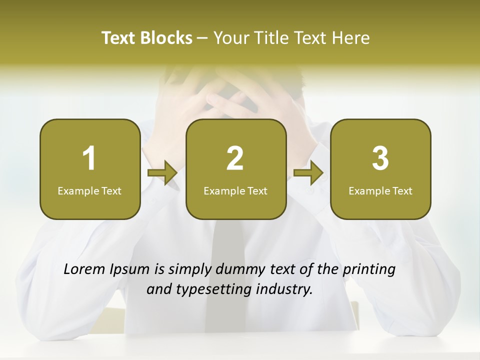 A Man Sitting At A Desk With His Hands On His Head PowerPoint Template