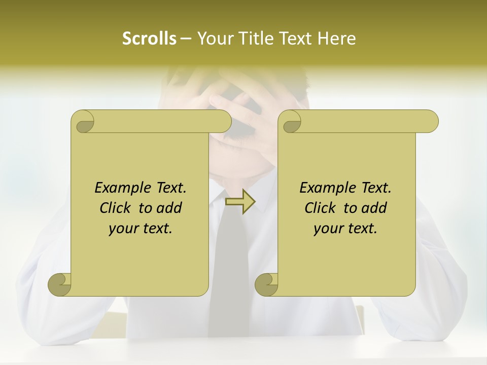 A Man Sitting At A Desk With His Hands On His Head PowerPoint Template