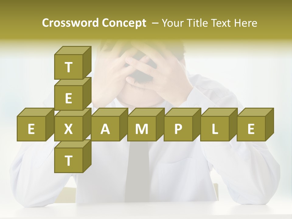 A Man Sitting At A Desk With His Hands On His Head PowerPoint Template