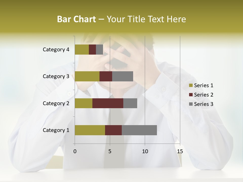 A Man Sitting At A Desk With His Hands On His Head PowerPoint Template