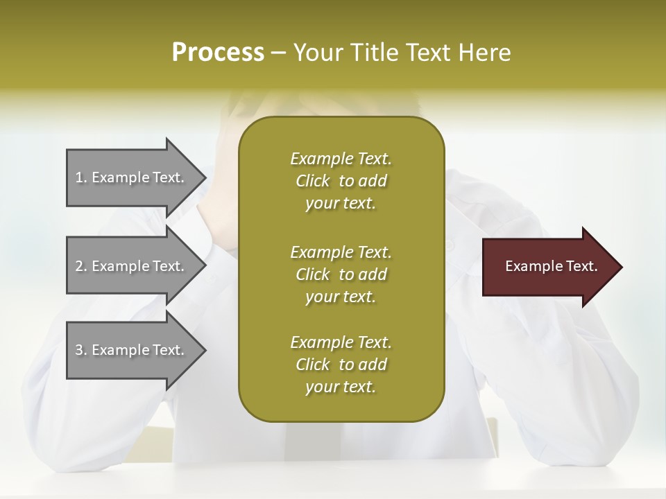 A Man Sitting At A Desk With His Hands On His Head PowerPoint Template