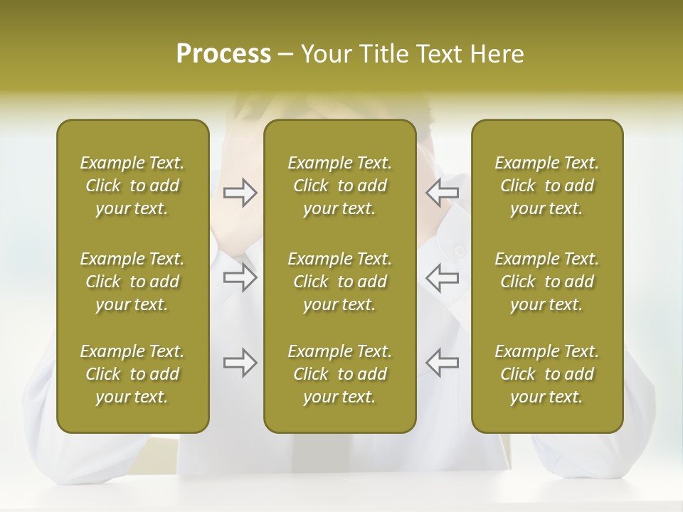 A Man Sitting At A Desk With His Hands On His Head PowerPoint Template