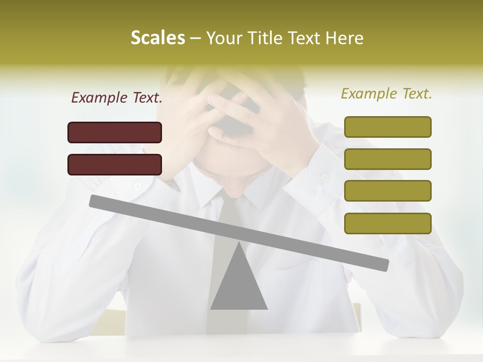 A Man Sitting At A Desk With His Hands On His Head PowerPoint Template