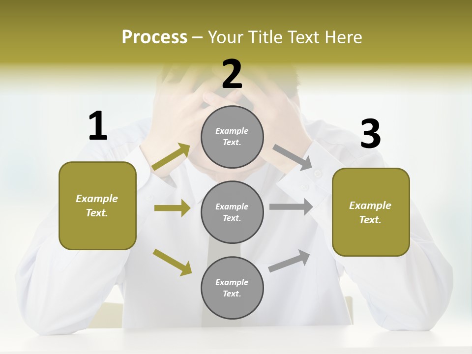 A Man Sitting At A Desk With His Hands On His Head PowerPoint Template