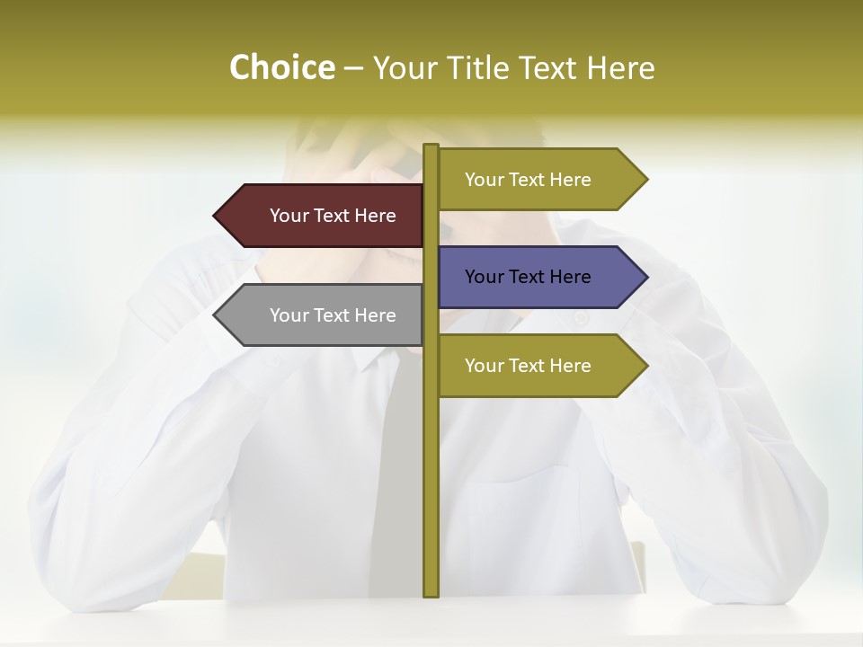 A Man Sitting At A Desk With His Hands On His Head PowerPoint Template